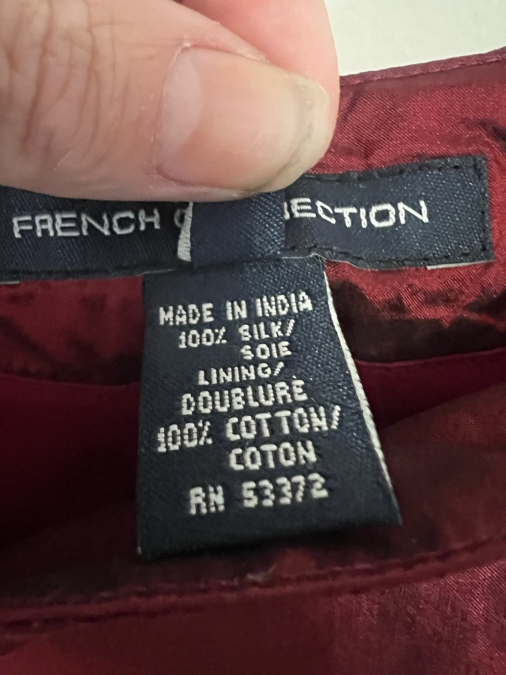 Y2K French Connection Burgundy Silk embellished bias cut skirt, size 6 / Small - Picture 5 of 12